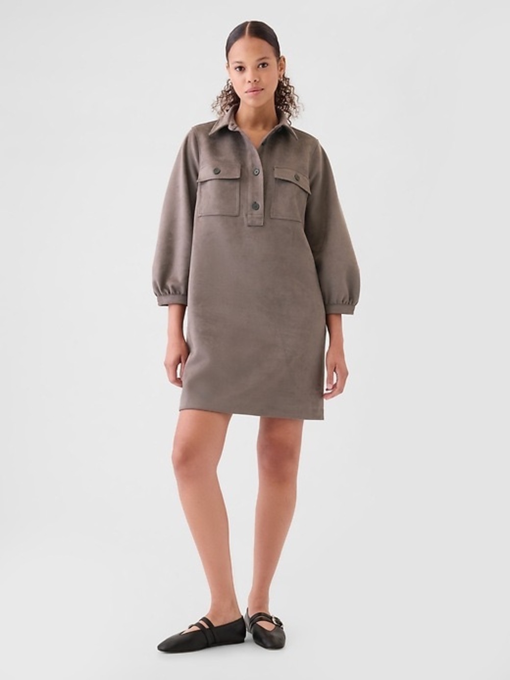 Gap Vegan Suede Shift Mini Dress Tall Length